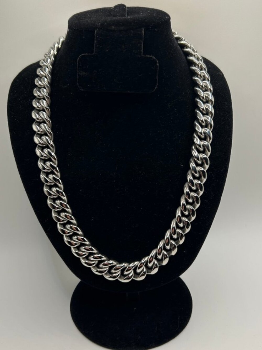Mens Real Silver Cuban Chain 14mm 24 Inch Stainless Steel Plated Durable Solid